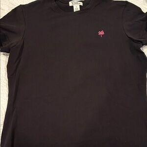 Lilly Pulitzer Black Top with Pink Palm Embroidery
